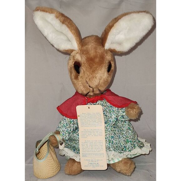 Vintage 1972 Eden Mrs. Rabbit Plush Bunny w/Basket Beatrix Potter Stuffed Animal - Picture 1 of 8